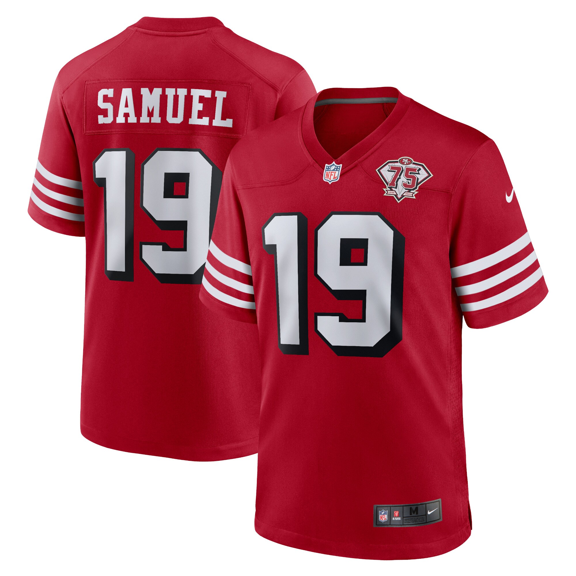 Men's San Francisco 49ers Deebo Samuel Nike Scarlet 75th Anniversary Alternate Game Player Jersey
