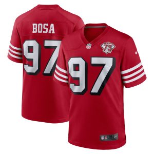 Men's San Francisco 49ers Nick Bosa Nike Scarlet 75th Anniversary Alternate Game Player Jersey