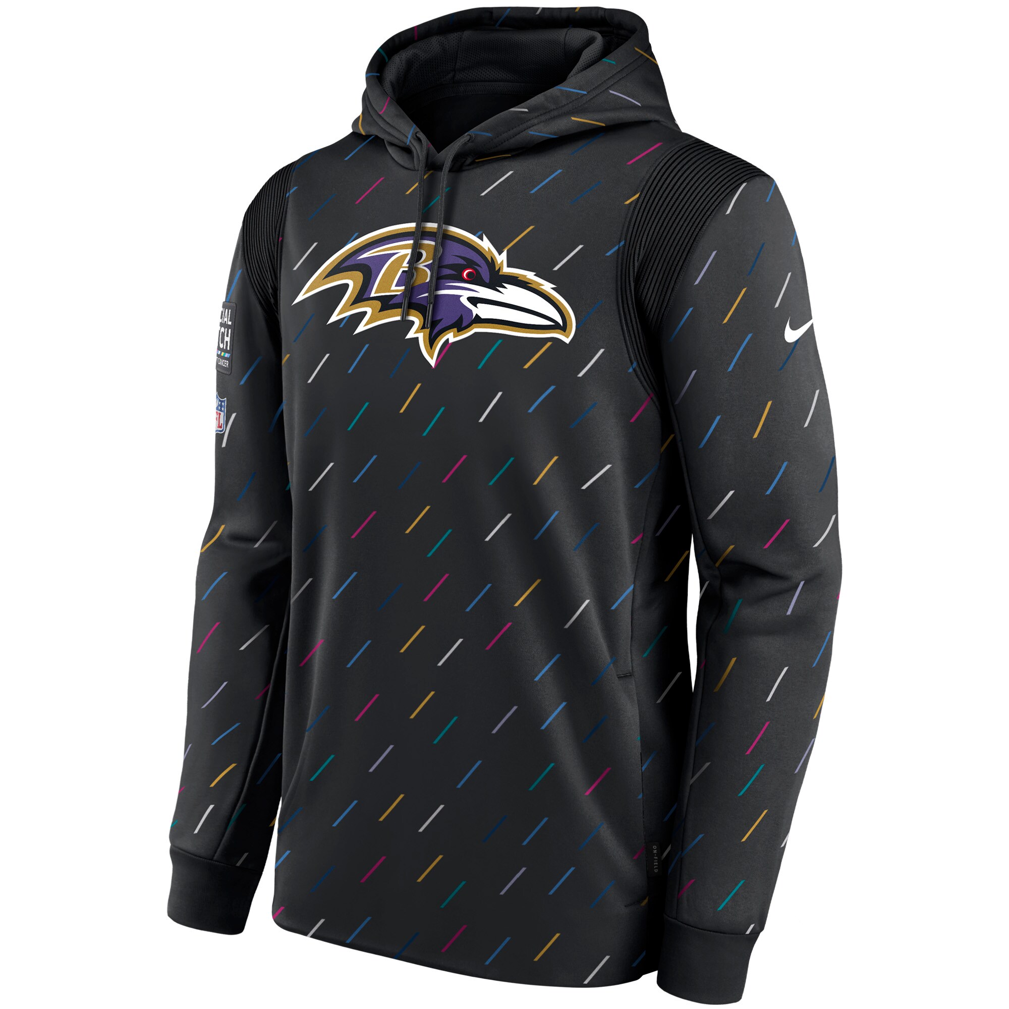 Men's Baltimore Ravens Nike Charcoal 2021 NFL Crucial Catch Therma Pullover Hoodie