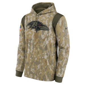 Men's Baltimore Ravens Nike Camo 2021 Salute To Service Performance Pullover Hoodie
