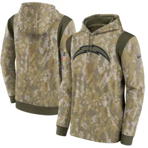 Men's Los Angeles Chargers Nike Camo 2021 Salute To Service Therma Performance Pullover Hoodie