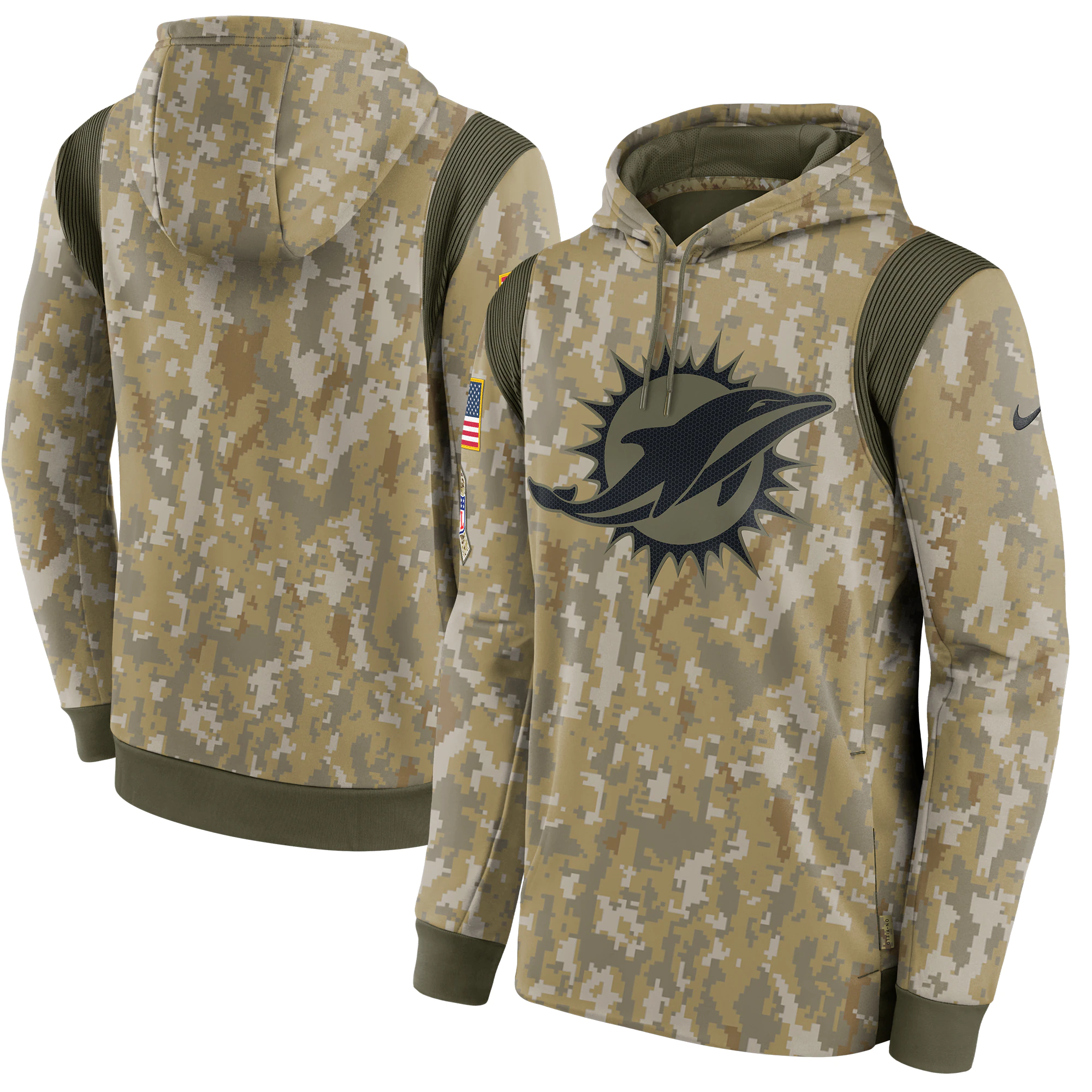 Men's Miami Dolphins Nike Camo 2021 Salute To Service Performance Pullover Hoodie