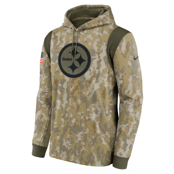 Men's Pittsburgh Steelers Nike Camo 2021 Salute To Service Therma Performance Pullover Hoodie