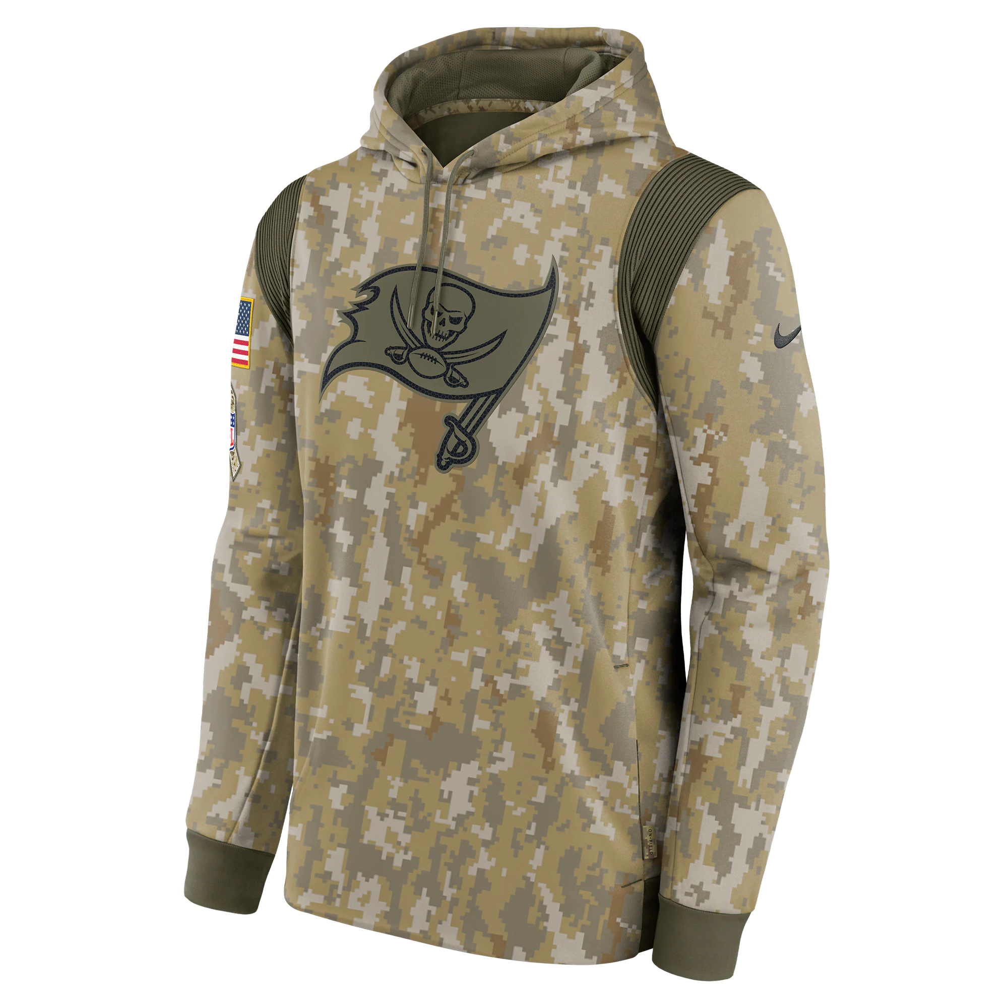 Men's Tampa Bay Buccaneers Nike Camo 2021 Salute To Service Therma Performance Pullover Hoodie