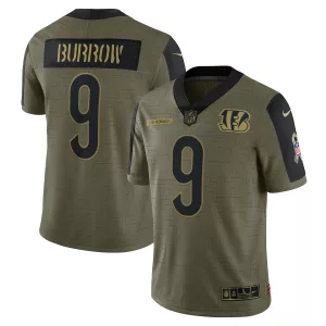 Men's Cincinnati Bengals Joe Burrow Nike Olive 2021 Salute To Service Limited Player Jersey