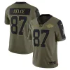 Men's Kansas City Chiefs Travis Kelce Nike Olive 2021 Salute To Service Limited Player Jersey