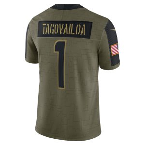 Men's Miami Dolphins Tua Tagovailoa Nike Olive 2021 Salute To Service Limited Player Jersey