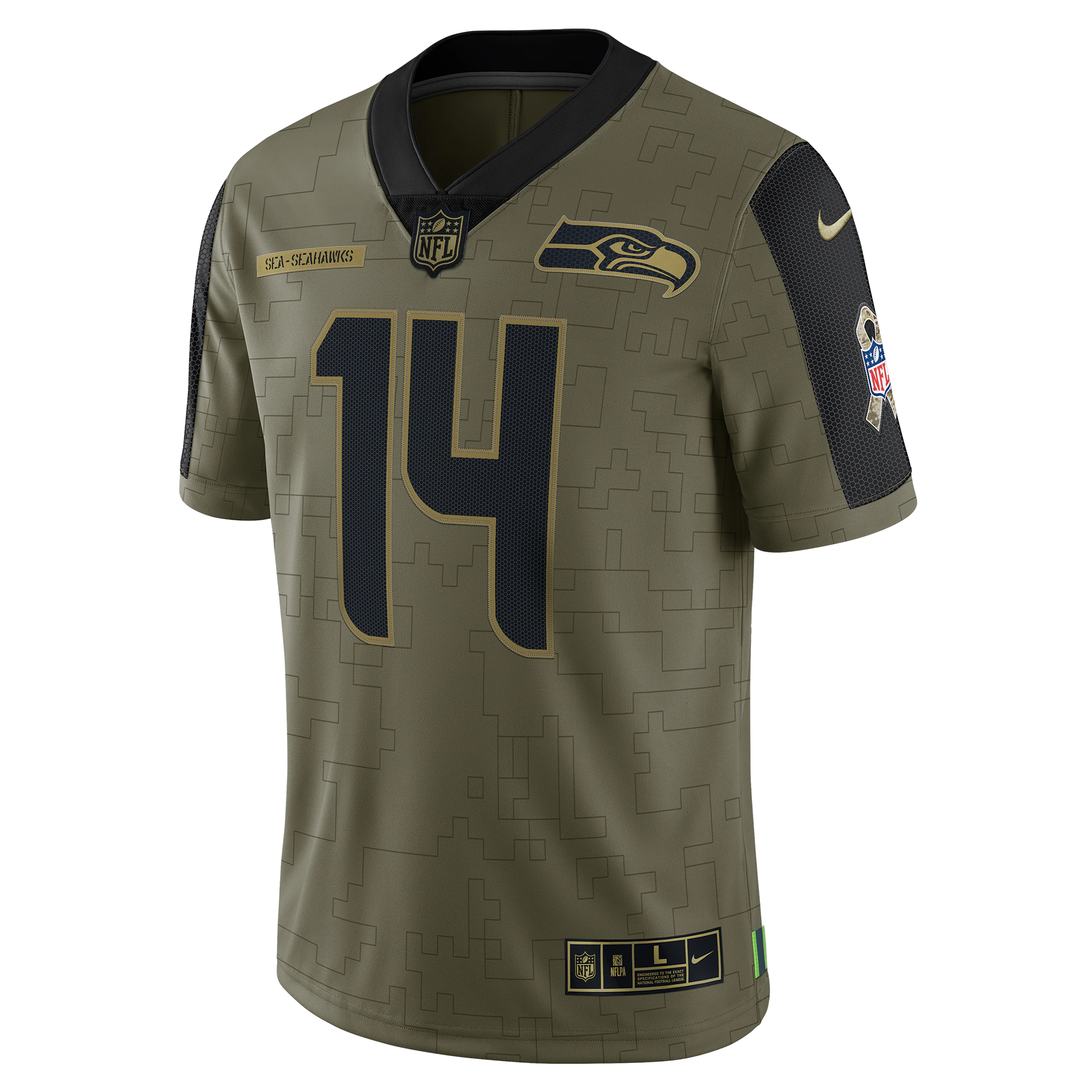 Men's Seattle Seahawks DK Metcalf Nike Olive 2021 Salute To Service Limited Player Jersey