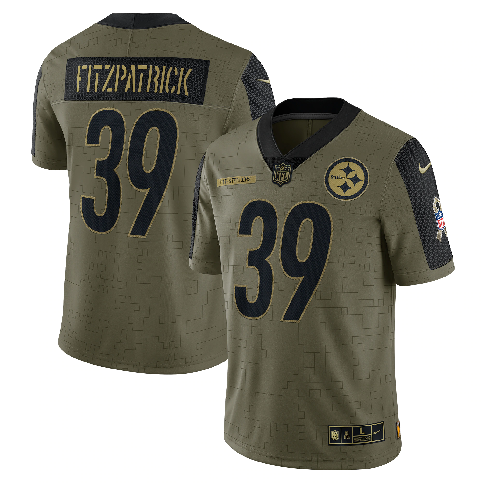 Men's Pittsburgh Steelers Minkah Fitzpatrick Nike Olive 2021 Salute To Service Limited Player Jersey