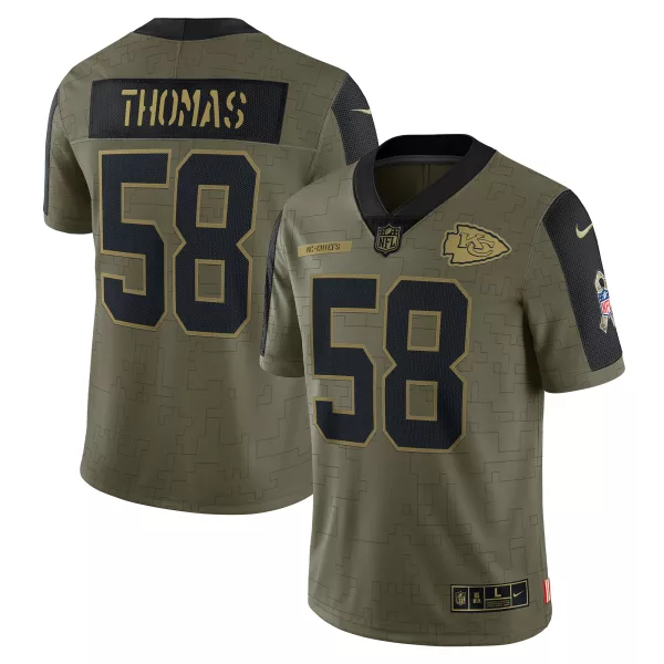 Men's Kansas City Chiefs Derrick Thomas Nike Olive 2021 Salute To Service Retired Player Limited Jersey