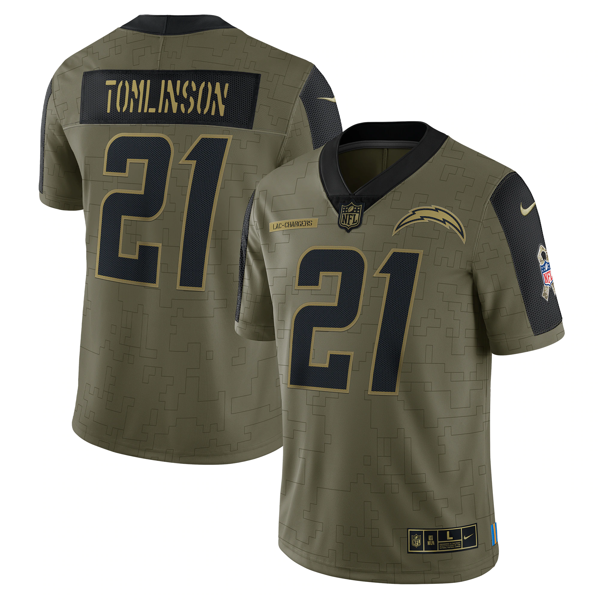 Men's Los Angeles Chargers LaDainian Tomlinson Nike Olive 2021 Salute To Service Retired Player Limited Jersey
