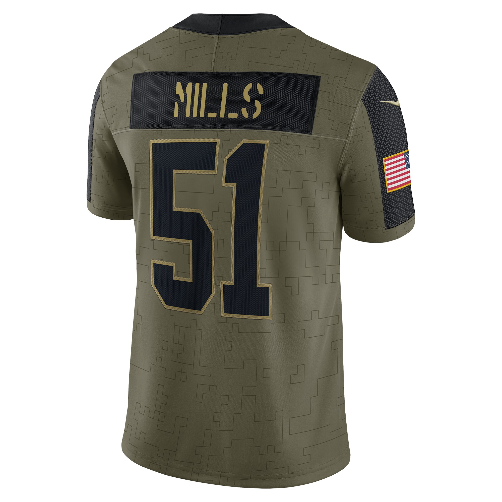 Men's Carolina Panthers Sam Mills Nike Olive 2021 Salute To Service Retired Player Limited Jersey