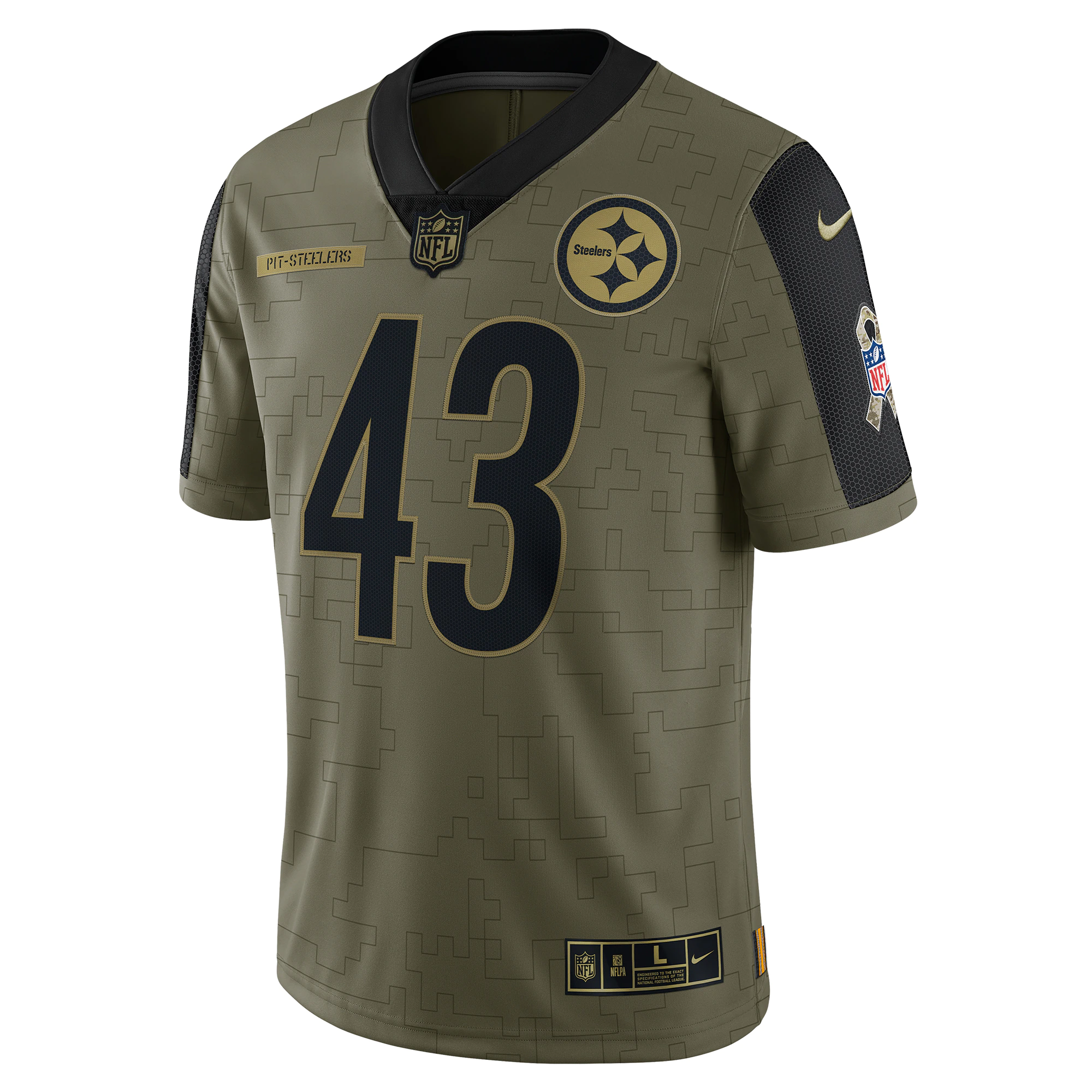 Men's Pittsburgh Steelers Troy Polamalu Nike Olive 2021 Salute To Service Retired Player Limited Jersey
