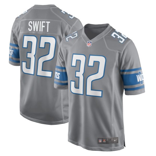 Men's Detroit Lions D'Andre Swift Nike Silver Game Jersey