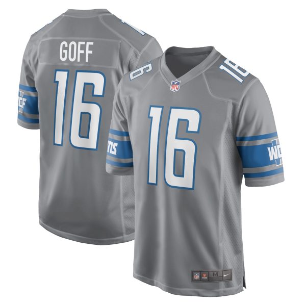 Men's Detroit Lions Jared Goff Nike Silver Game Jersey
