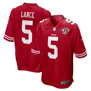 Men's San Francisco 49ers Trey Lance Nike Scarlet 75th Anniversary Player Game Jersey