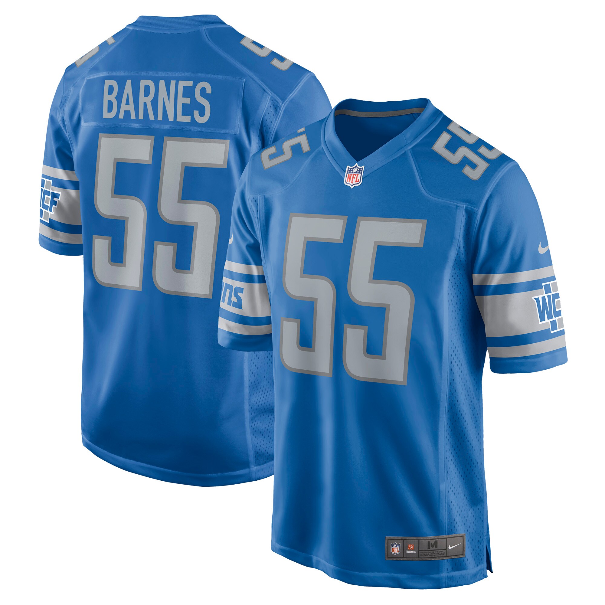 Men's Detroit Lions Derrick Barnes Nike Blue Game Player Jersey