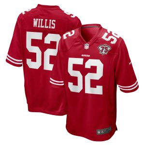 Men's San Francisco 49ers Patrick Willis Nike Scarlet 75th Anniversary Game Retired Player Jersey