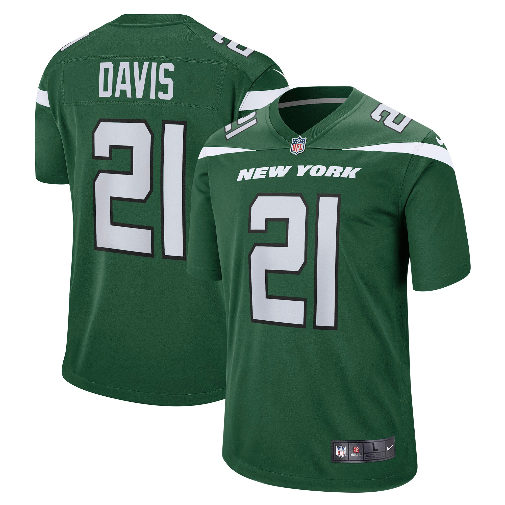 Men's New York Jets Ashtyn Davis Nike Gotham Green Game Player Jersey