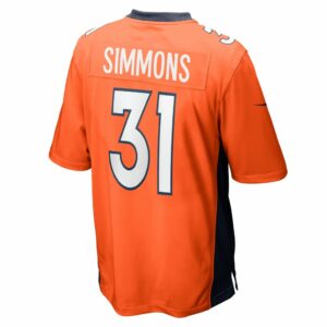 Men's Denver Broncos Justin Simmons Nike Orange Team Game V-Neck Jersey