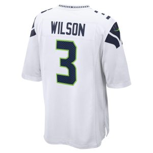 Men's Seattle Seahawks Russell Wilson Nike White Away Game Jersey