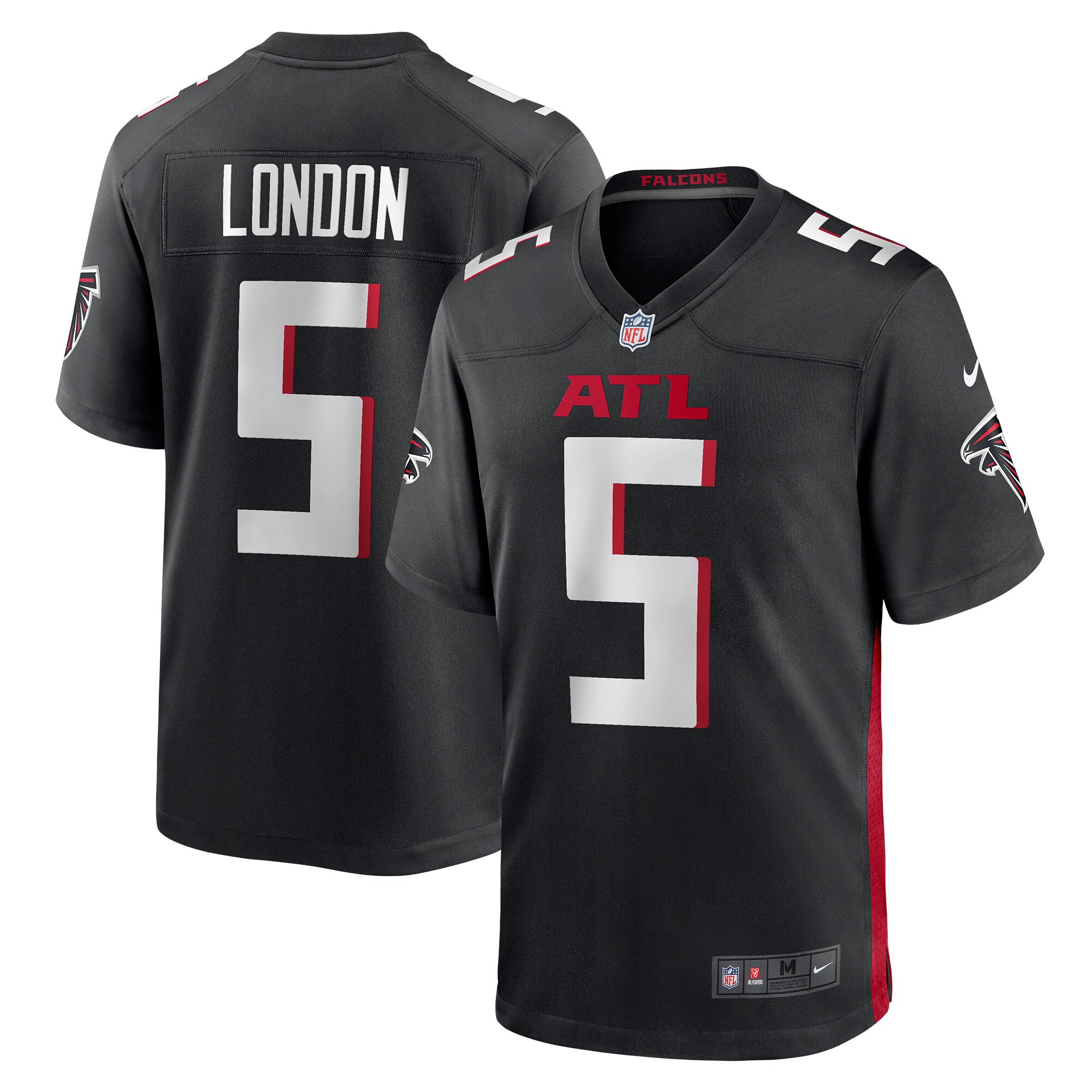 Men's Atlanta Falcons Drake London Nike Black 2022 NFL Draft First Round Pick Game Jersey