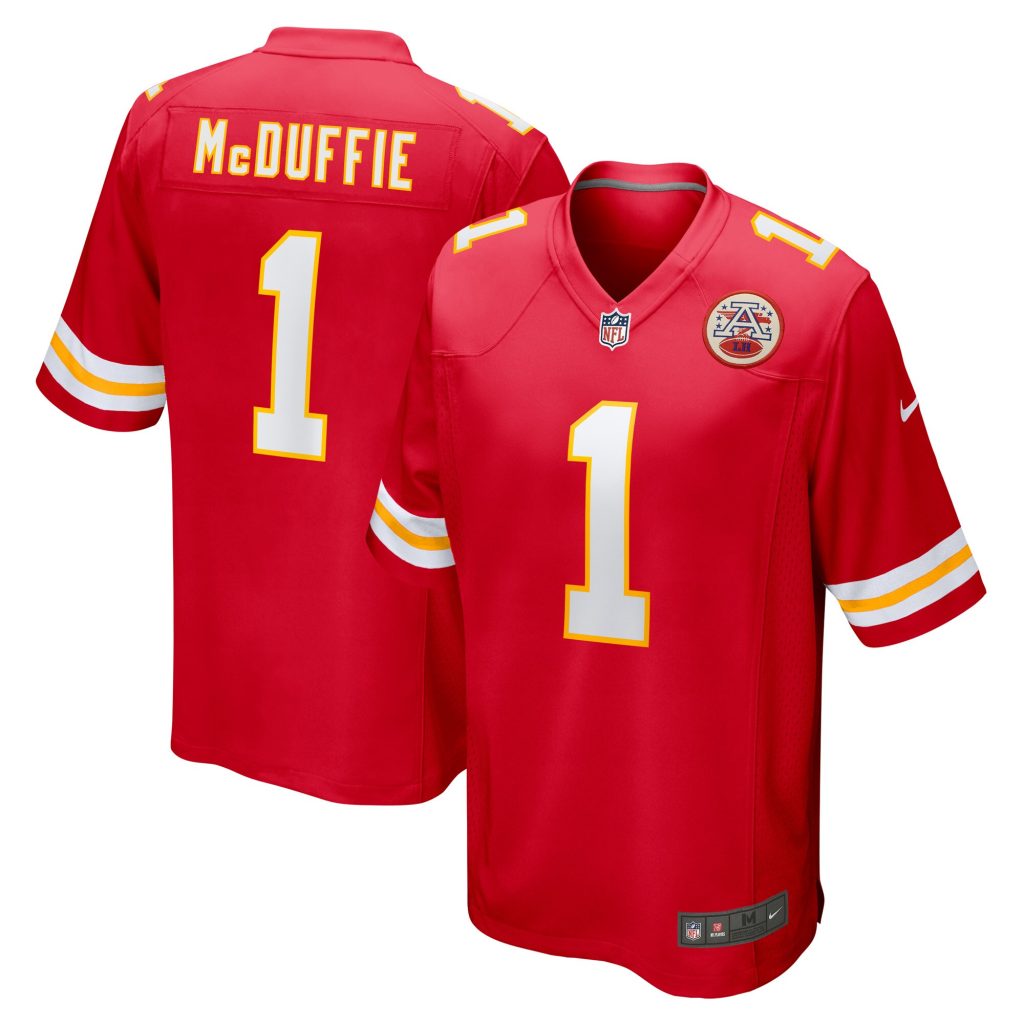 Men's Kansas City Chiefs Trent McDuffie Nike Red 2022 NFL Draft First Round Pick Game Jersey