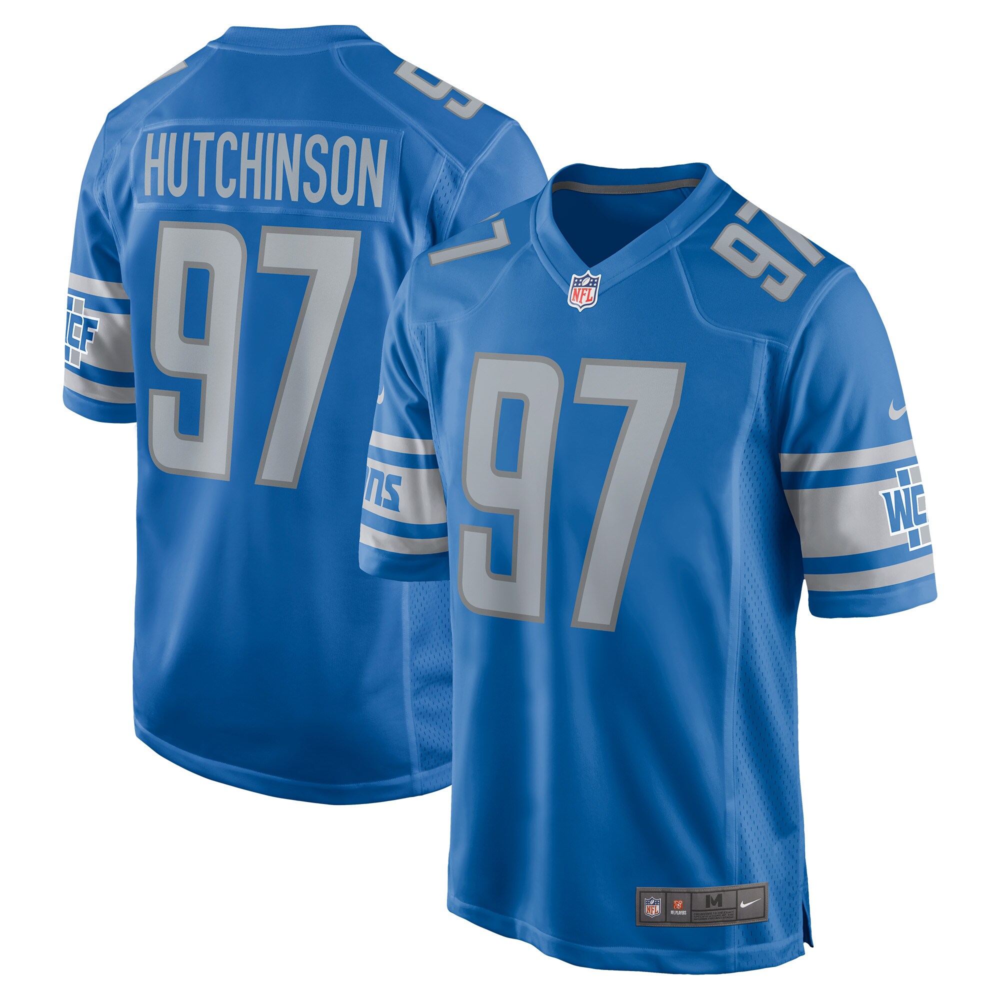 Men's Detroit Lions Aidan Hutchinson Nike Blue 2022 NFL Draft First Round Pick Game Jersey