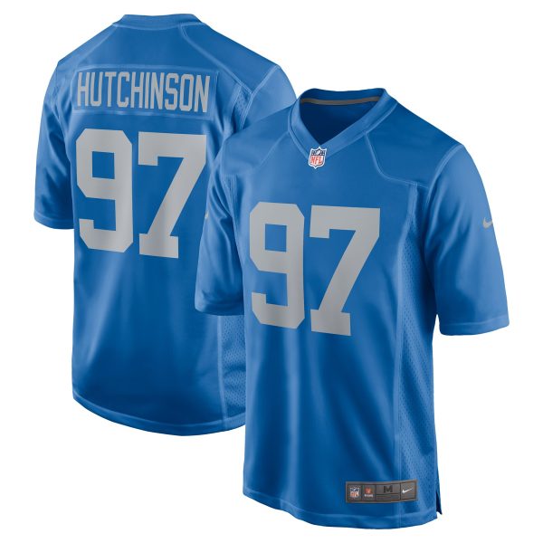 Men's Detroit Lions Aidan Hutchinson Nike Blue 2022 NFL Draft First ...