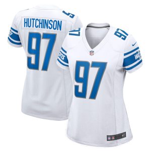 Women's Detroit Lions Aidan Hutchinson Nike White 2022 NFL Draft First Round Pick Game Jersey