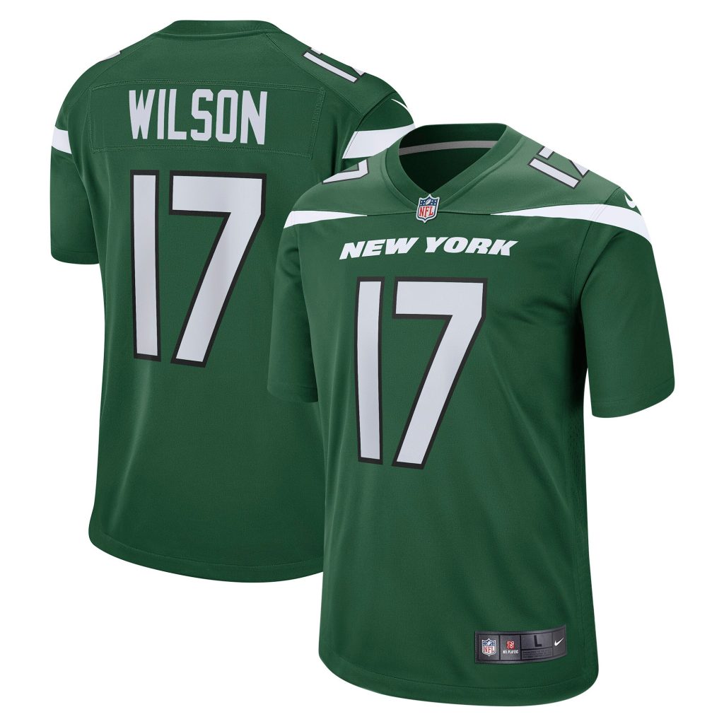 Men's New York Jets Garrett Wilson Nike Gotham Green 2022 NFL Draft First Round Pick Player Game Jersey