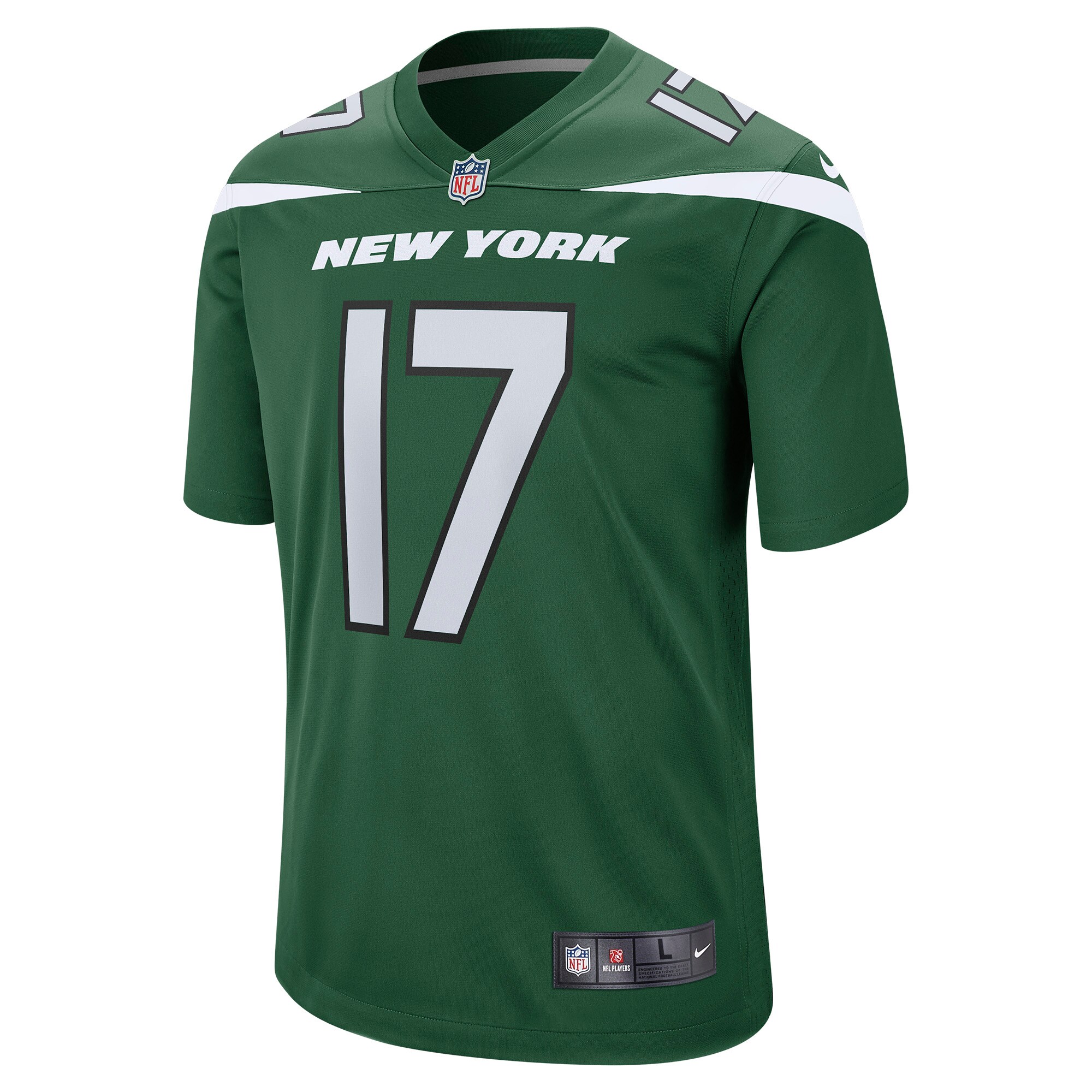 Men's New York Jets Garrett Wilson Nike Gotham Green 2022 NFL Draft First Round Pick Player Game Jersey