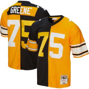Men's Pittsburgh Steelers Joe Greene Mitchell & Ness Black/Gold 1976 Split Legacy Replica Jersey