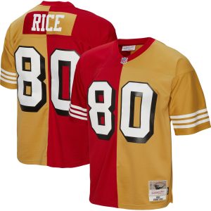Men's San Francisco 49ers Jerry Rice Mitchell & Ness Scarlet/Gold 1994 Split Legacy Replica Jersey
