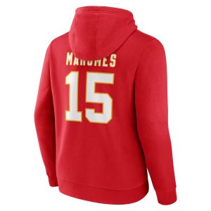 Men's Kansas City Chiefs Patrick Mahomes Fanatics Branded Red Player Icon Name & Number Pullover Hoodie