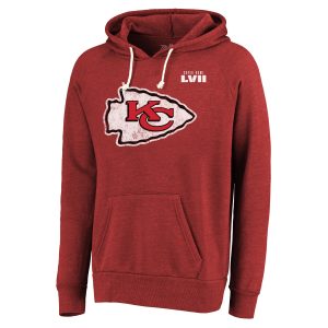Men's Kansas City Chiefs Patrick Mahomes Majestic Threads Red Super Bowl LVII Name & Number Pullover Hoodie