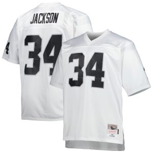 Men's Las Vegas Raiders Bo Jackson Mitchell & Ness White Big & Tall 1988 Retired Player Replica Jersey