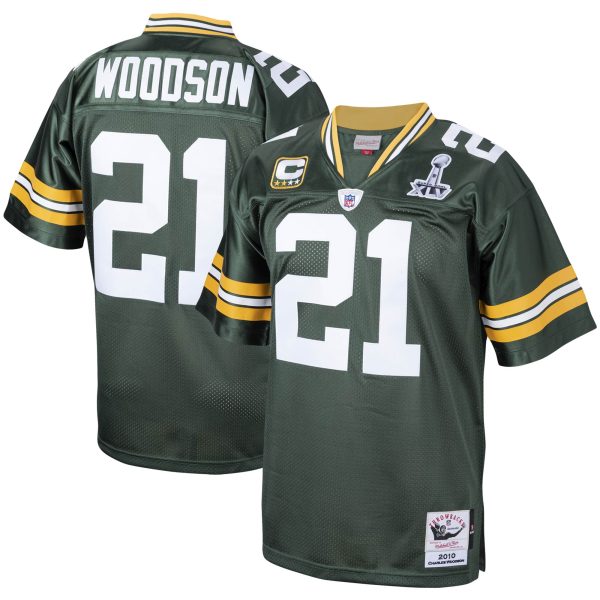 Men's Green Bay Packers Charles Woodson Mitchell & Ness Green 2010 Authentic Throwback Retired Player Jersey