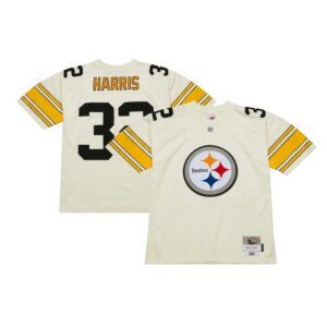 Franco Harris Pittsburgh Steelers Mitchell & Ness Chainstitch Legacy Jersey - Cream