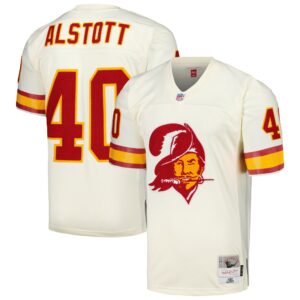 Mike Alstott Tampa Bay Buccaneers Mitchell & Ness Chainstitch Legacy Jersey - Cream