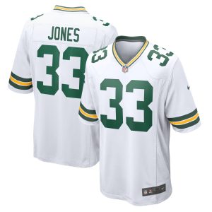 Men's Green Bay Packers Aaron Jones Nike White Game Player Jersey