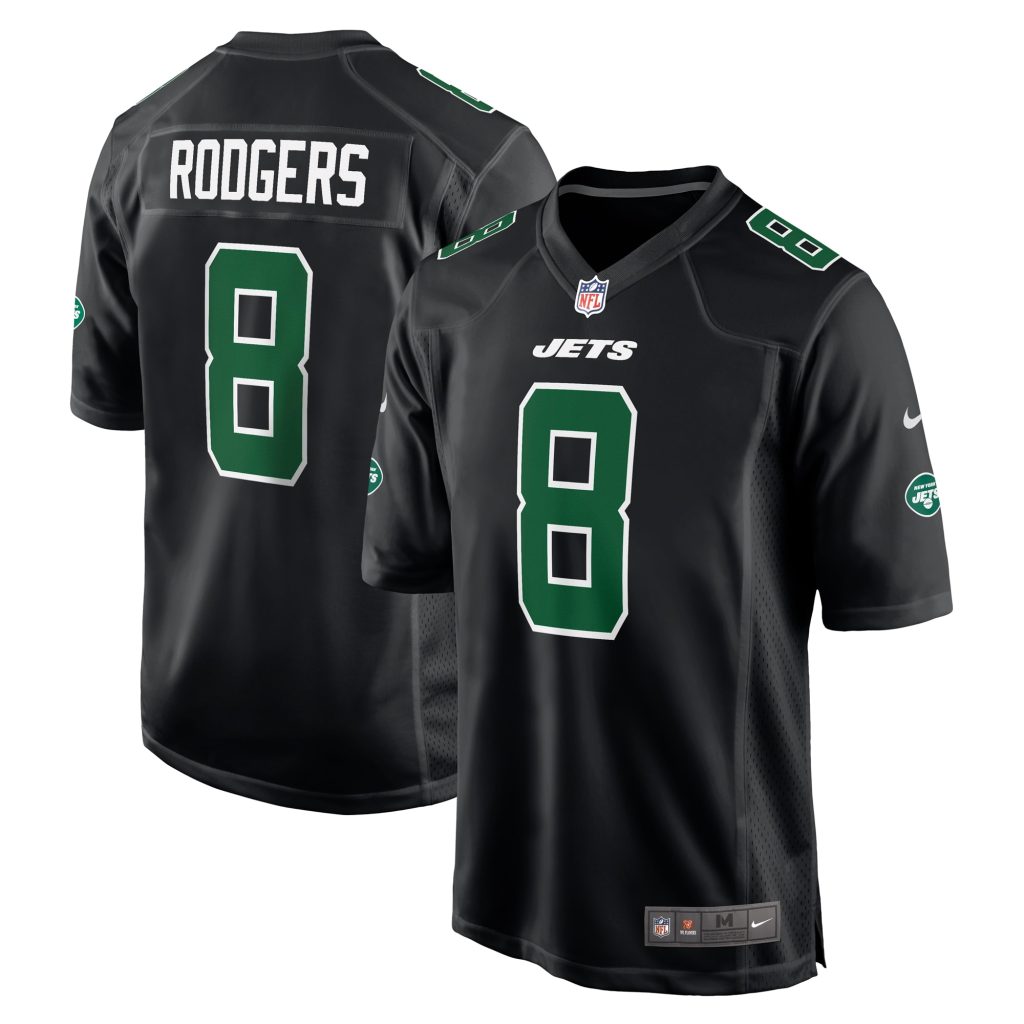 Men's New York Jets Aaron Rodgers Nike Black Fashion Game Jersey
