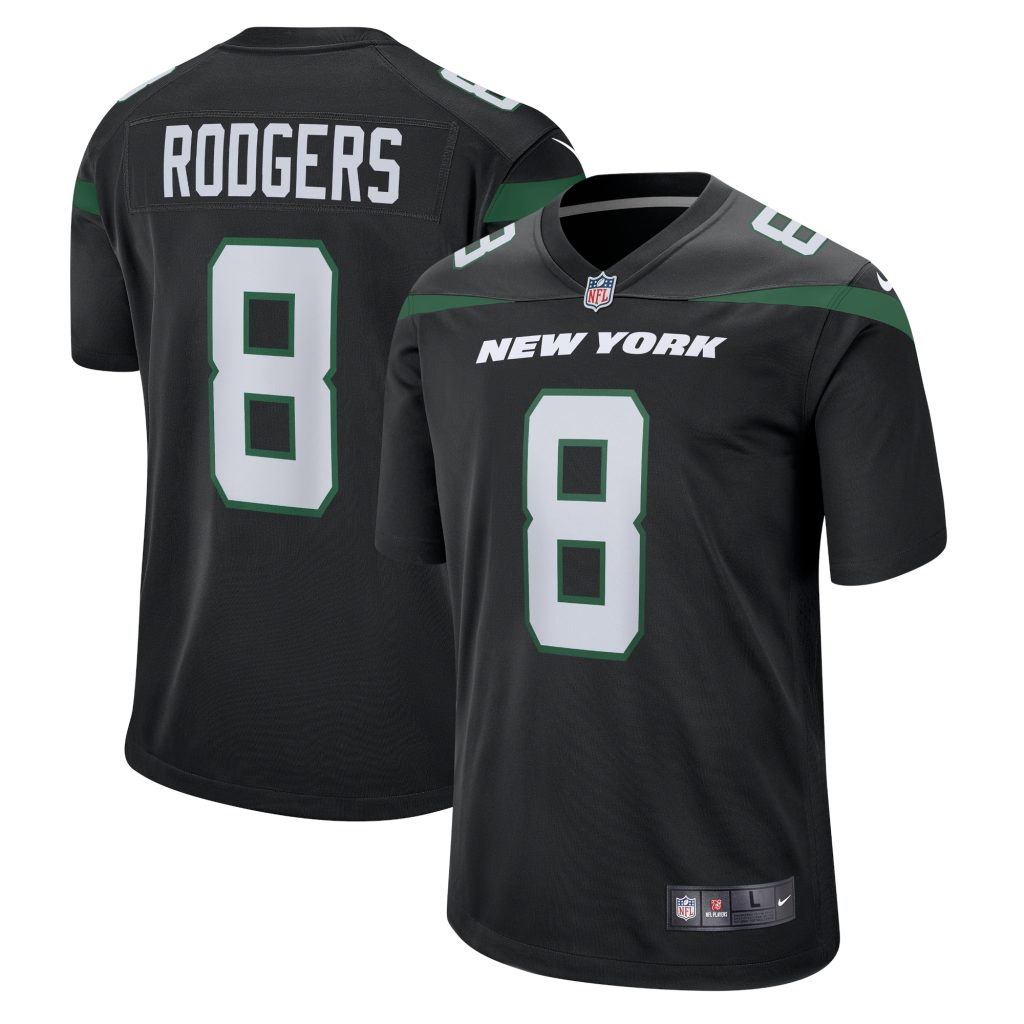 Men's New York Jets Aaron Rodgers Nike Black Game Jersey
