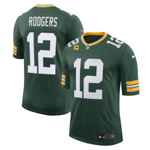 Men's Nike Aaron Rodgers Green Green Bay Packers Captain Vapor Limited Jersey
