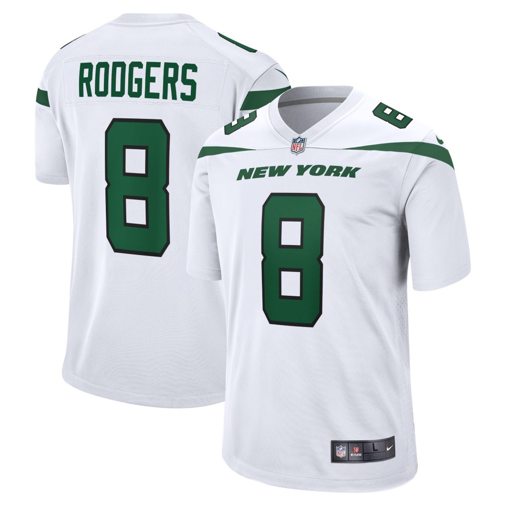 Men's New York Jets Aaron Rodgers Nike White Game Jersey
