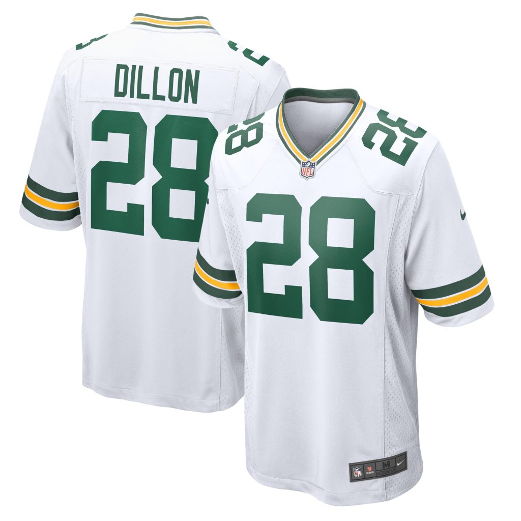 Men's Green Bay Packers AJ Dillon Nike White Game Player Jersey