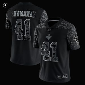Men's New Orleans Saints Alvin Kamara Nike Black RFLCTV Limited Jersey