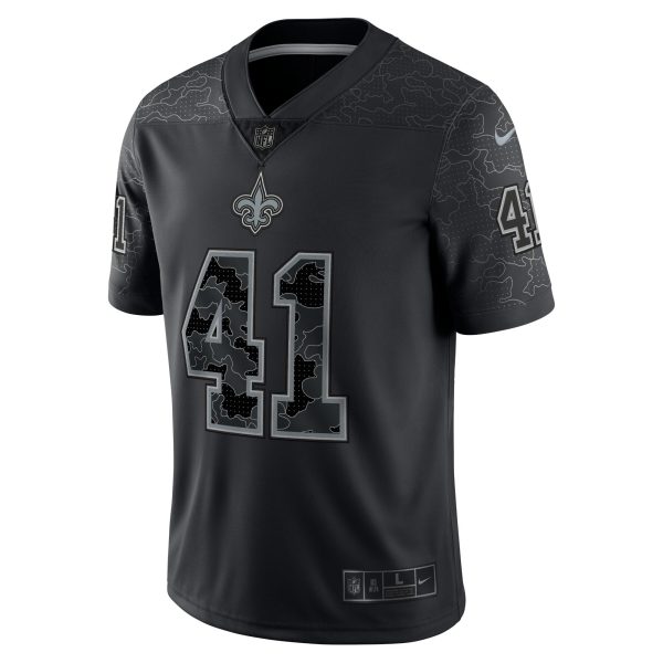 Men's New Orleans Saints Alvin Kamara Nike Black RFLCTV Limited Jersey
