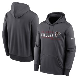 Men's Atlanta Falcons Nike Anthracite Prime Logo Name Split Pullover Hoodie