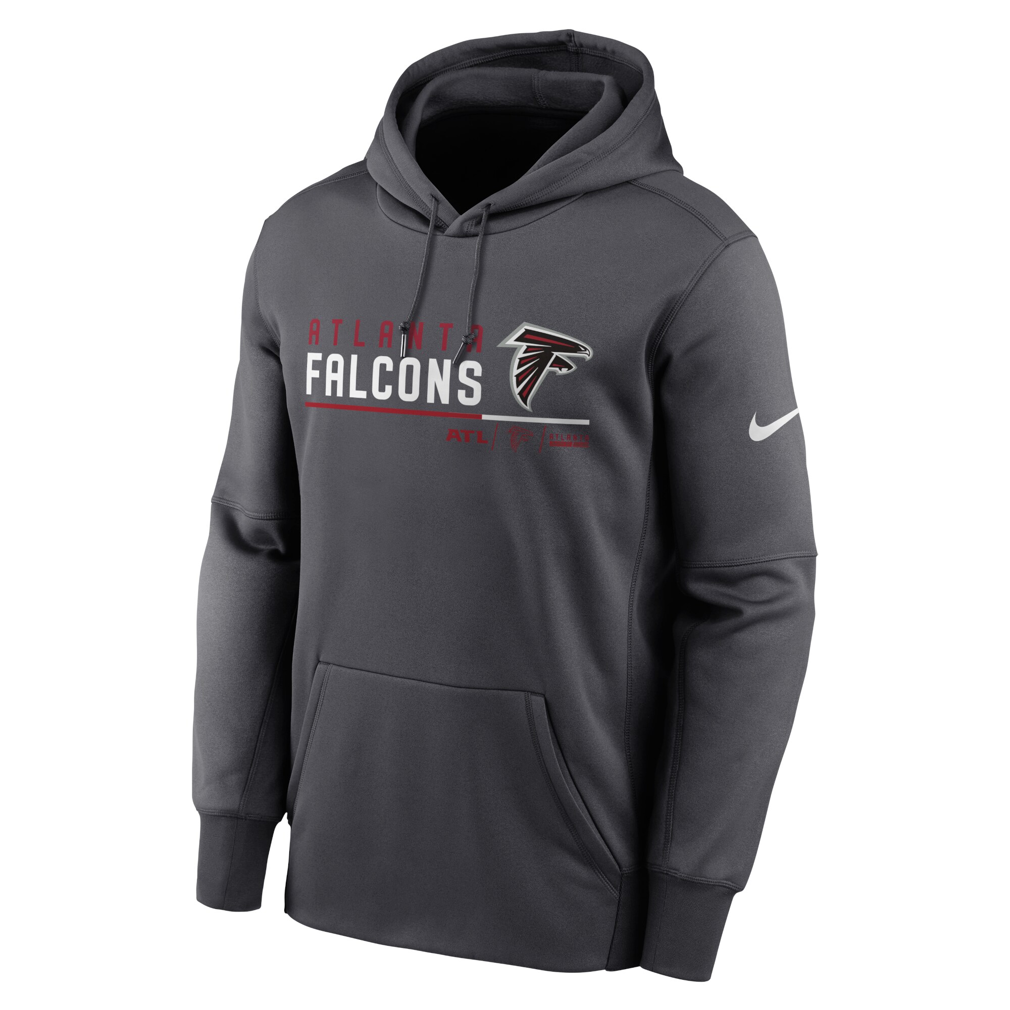 Men's Atlanta Falcons Nike Anthracite Prime Logo Name Split Pullover Hoodie